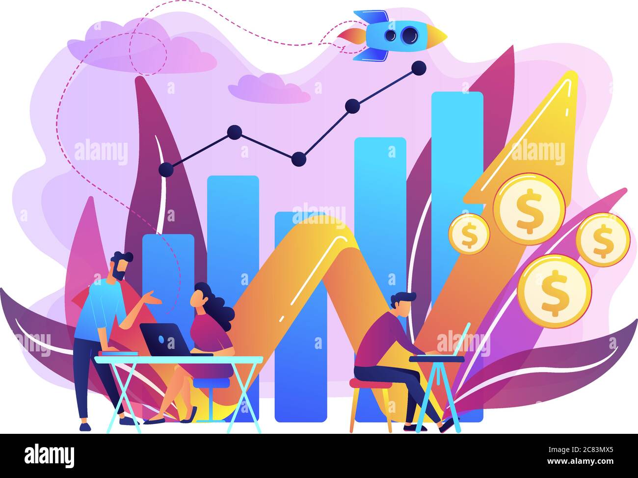 Illustrazione del vettore di concetto di crescita delle vendite. Illustrazione Vettoriale