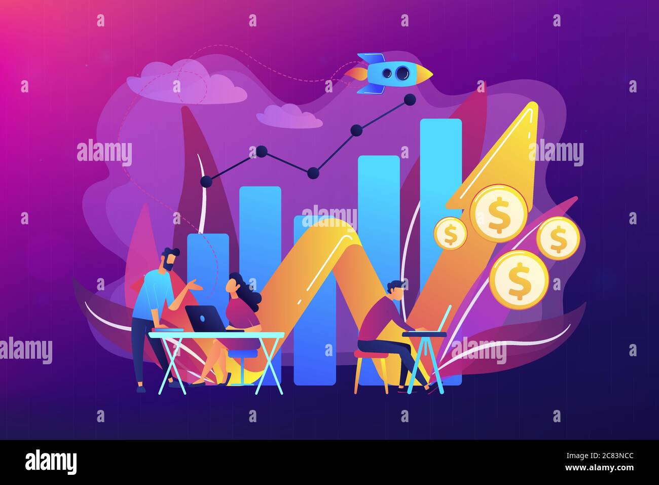 Illustrazione del vettore di concetto di crescita delle vendite. Illustrazione Vettoriale