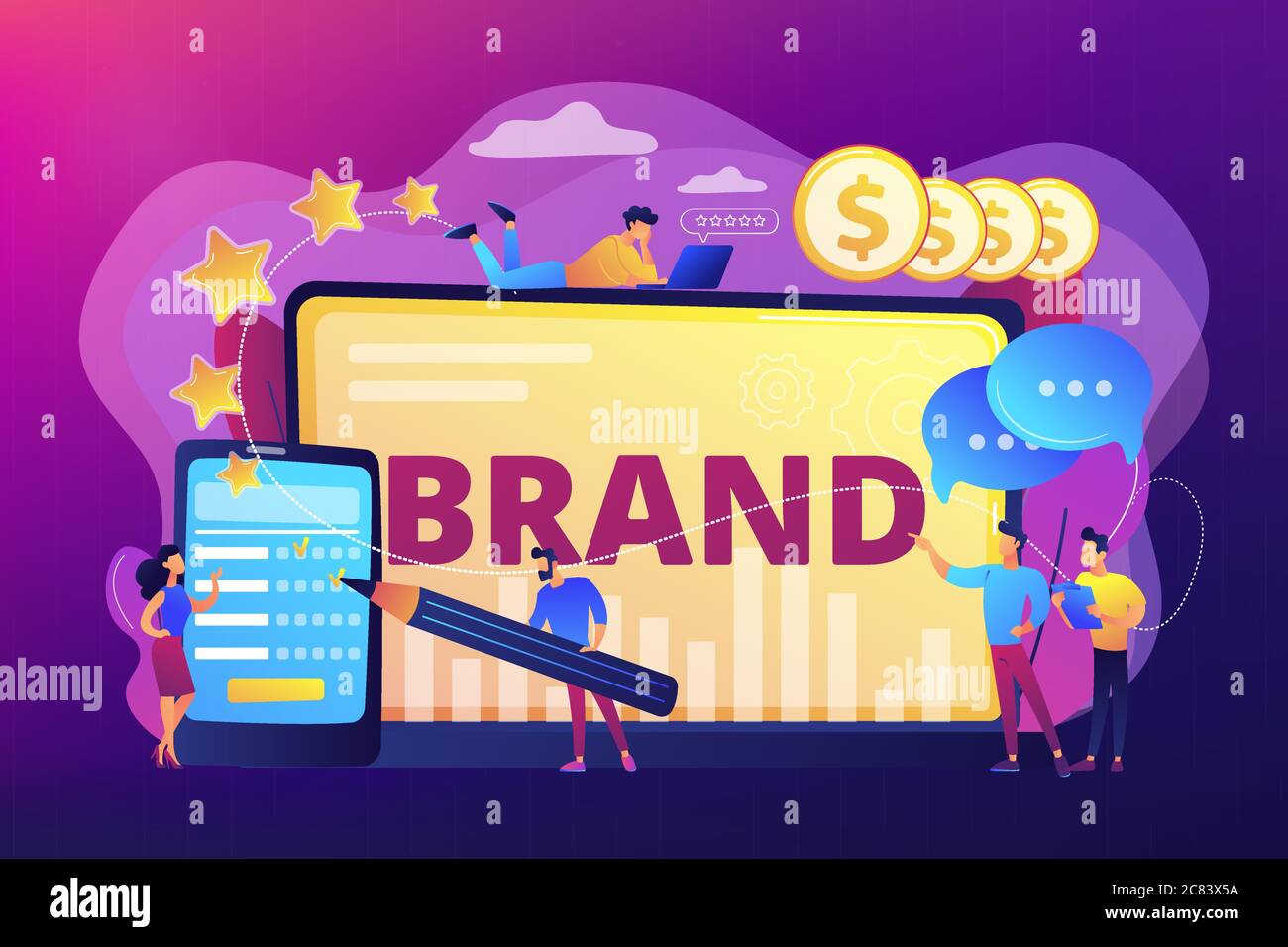 Illustrazione del vettore del concetto di reputazione del marchio Illustrazione Vettoriale