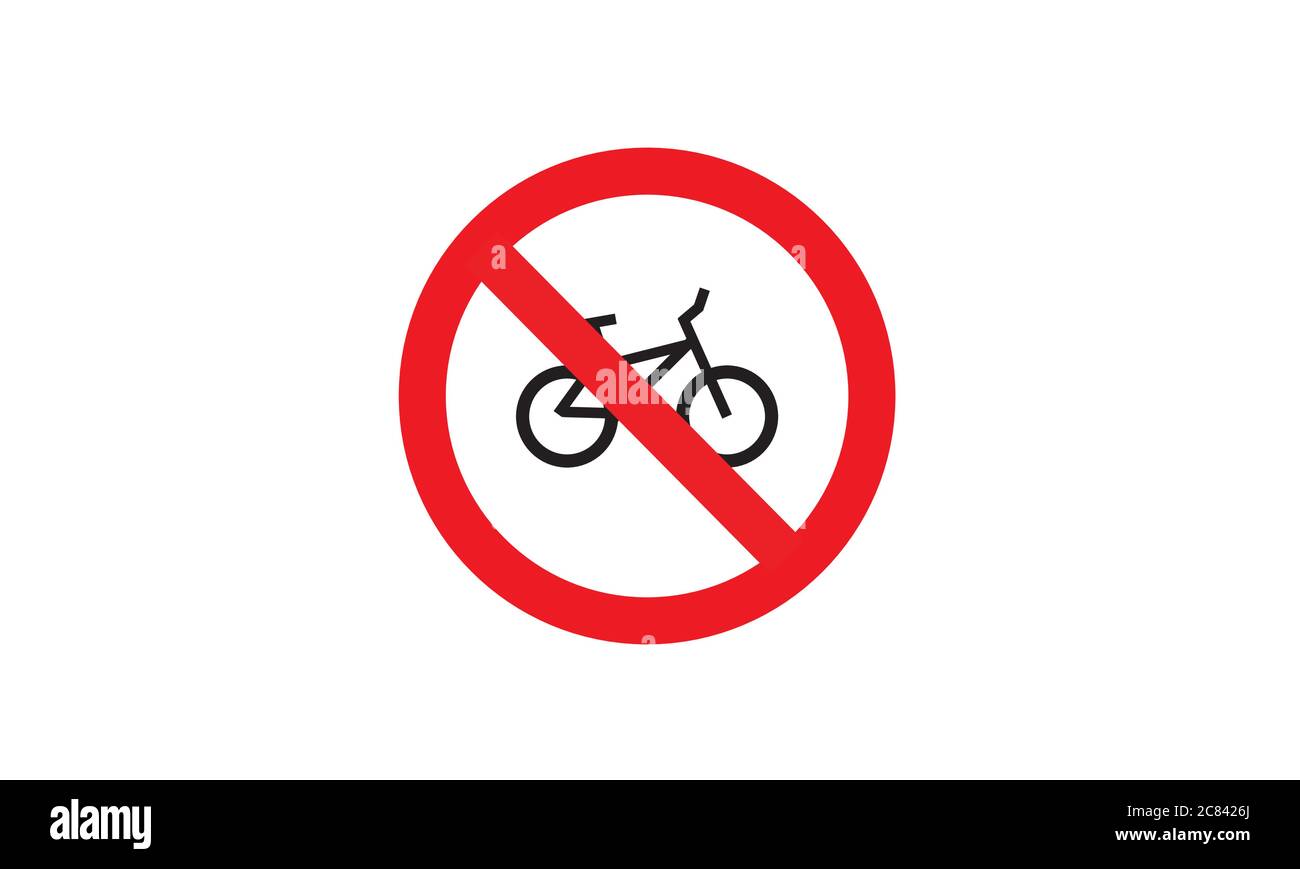Nessun cartello di divieto biciclette divieto rosso e bianco immagine vettoriale cerchio Illustrazione Vettoriale