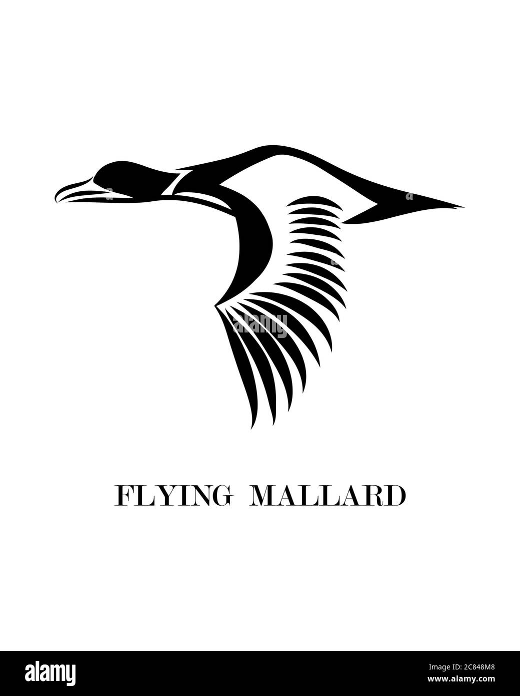 Line art vettore logo di mallard che sta volando. Illustrazione Vettoriale
