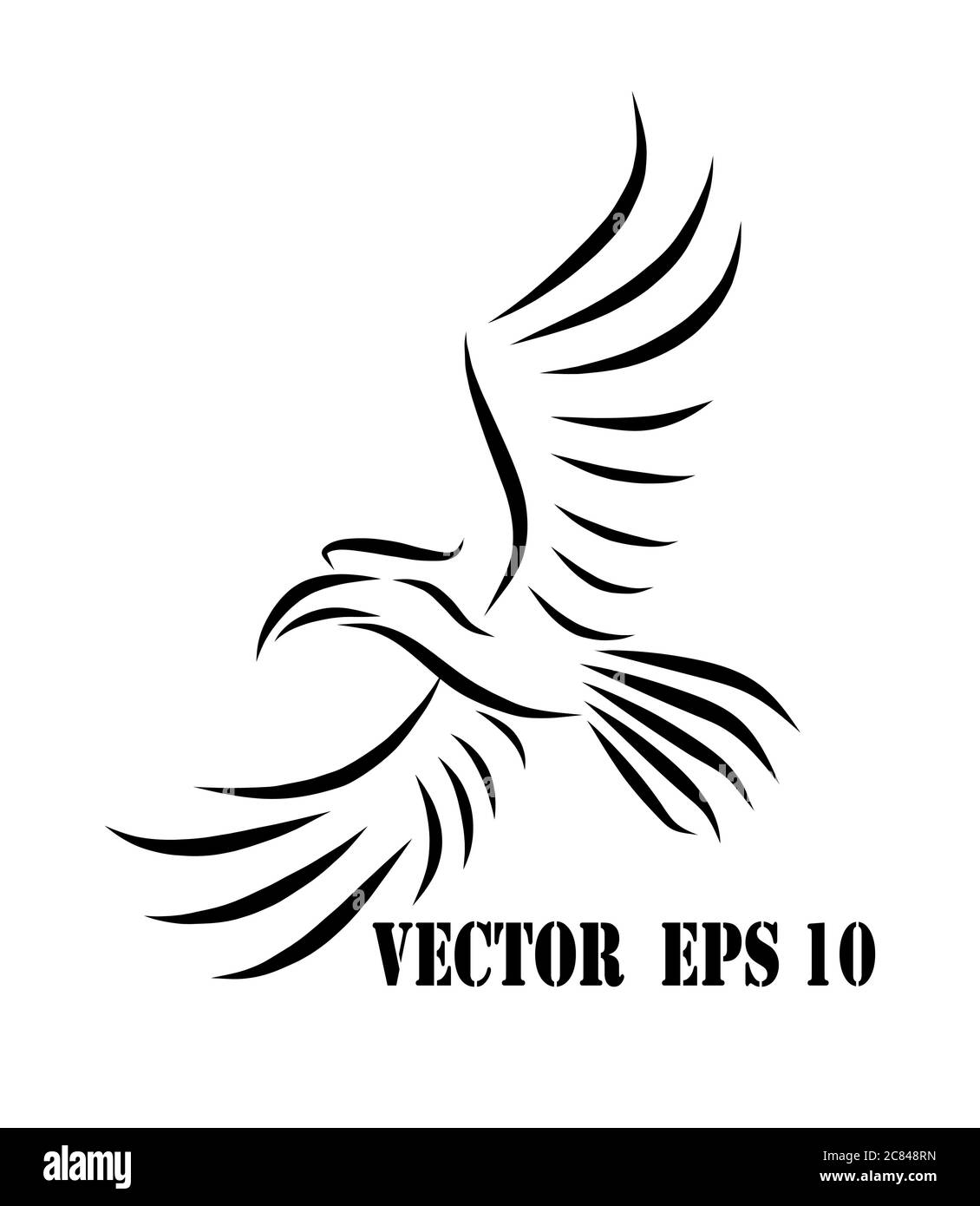 Line art vettore logo della hornbill che sta volando. Illustrazione Vettoriale