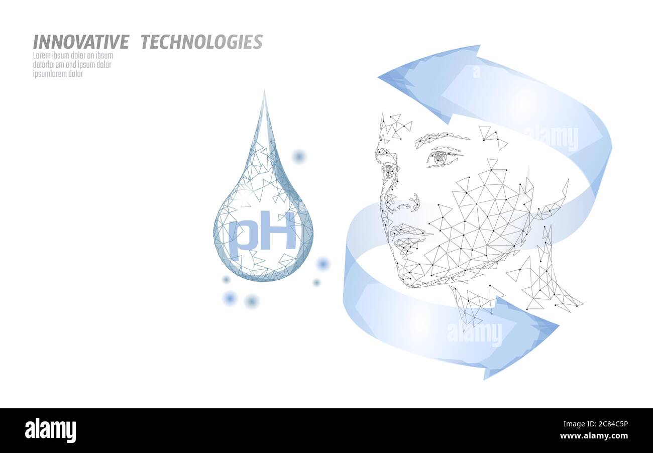 Concetto di test pH crema viso cosmetica. Tecnologia di bellezza certificata crema biologica viso siero. Trattamento per la cura della pelle femminile. Vettore di salute di bellezza della medicina Illustrazione Vettoriale