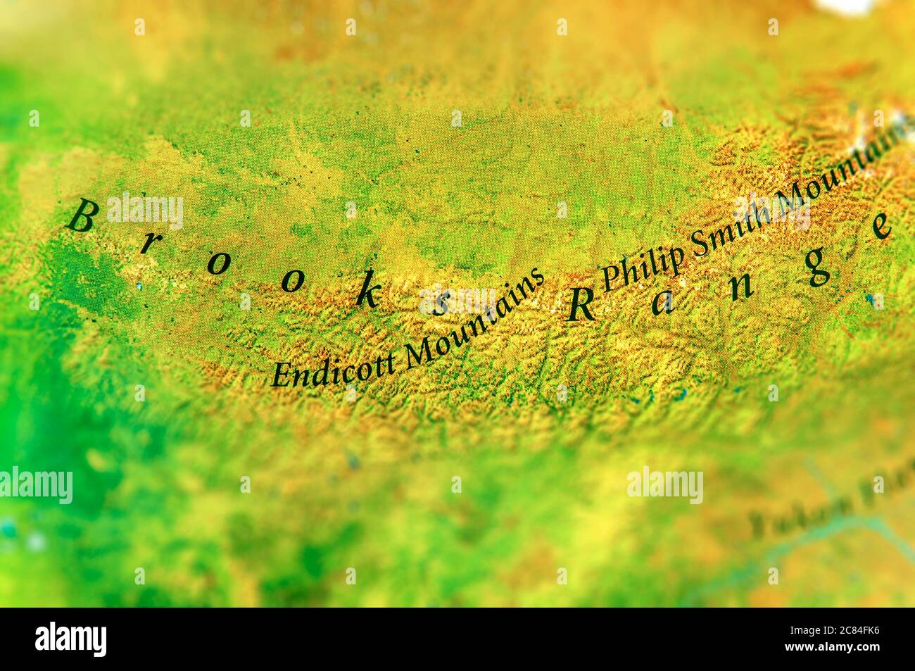 Mappa geografica di Bruks Range Foto Stock