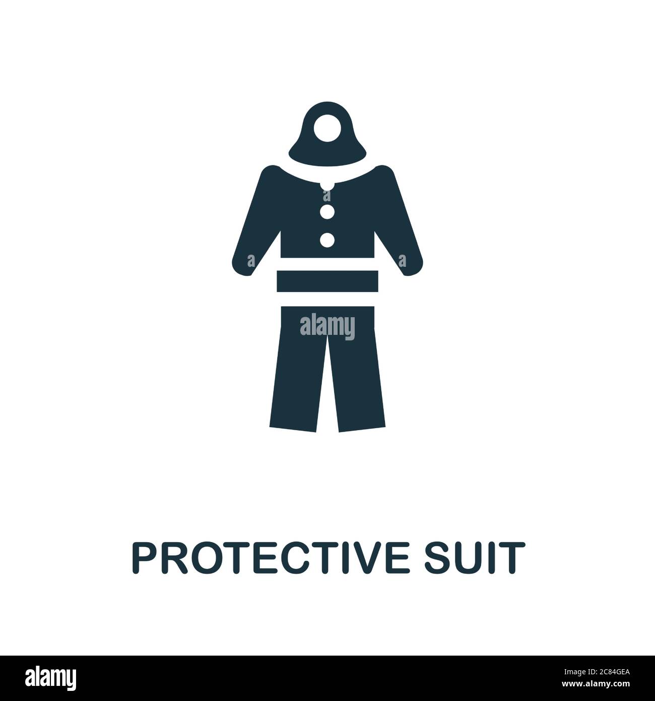 Icona tuta protettiva. Semplice elemento della raccolta di igiene personale. Icona di tuta protettiva creativa per web design, modelli, infografiche e altro ancora Illustrazione Vettoriale