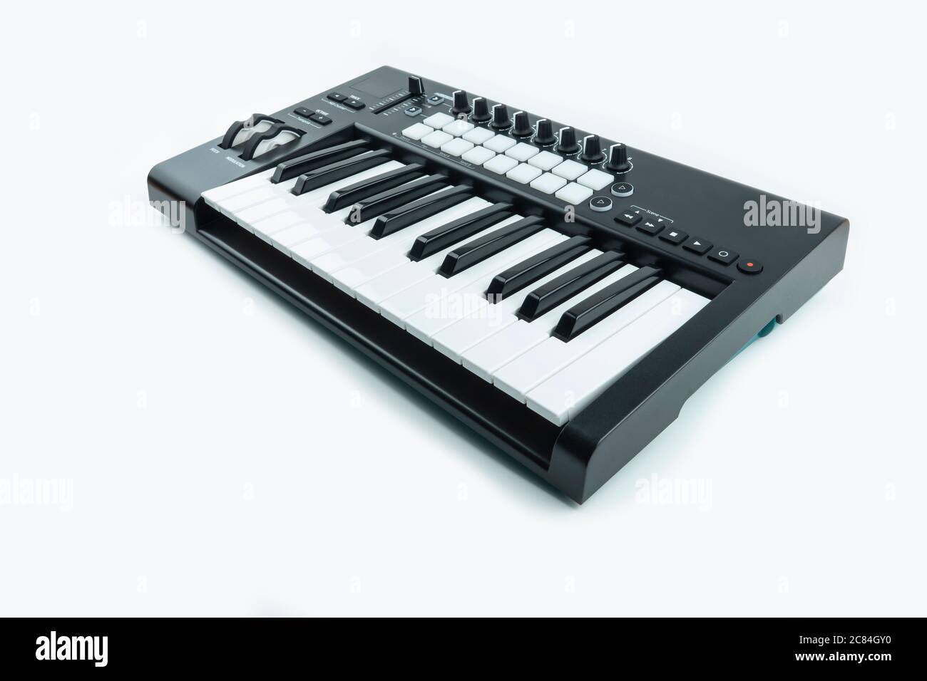 tastiera del controller midi, pads nob e tasti. Foto Stock