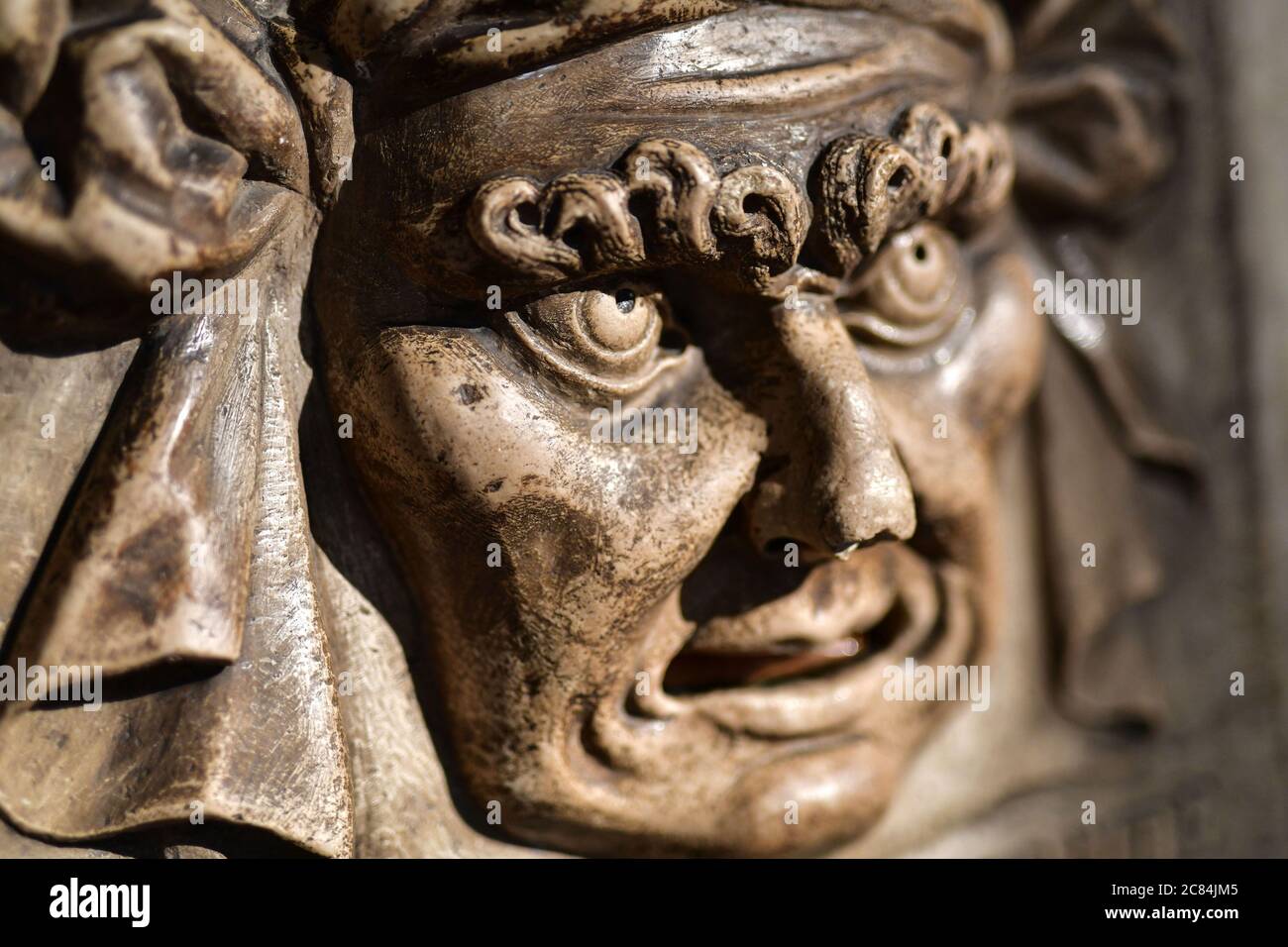 Italia: Venezia. Il Palazzo Ducale, in stile gotico e rinascimentale, si trova in Piazza San Marco. Particolare della scultura raffigurante un Foto Stock