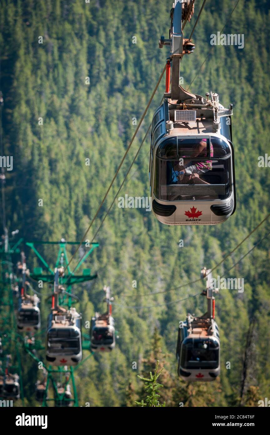 La funivia Sulphur Mountain, Banff, Alberta, Canada. Foto Stock