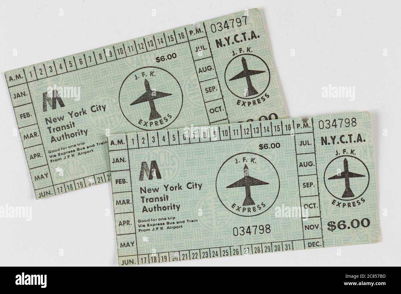 Biglietti per il servizio di metropolitana "treno per l'aereo" di New York City tra l'Aeroporto JFK e Manhattan Foto Stock
