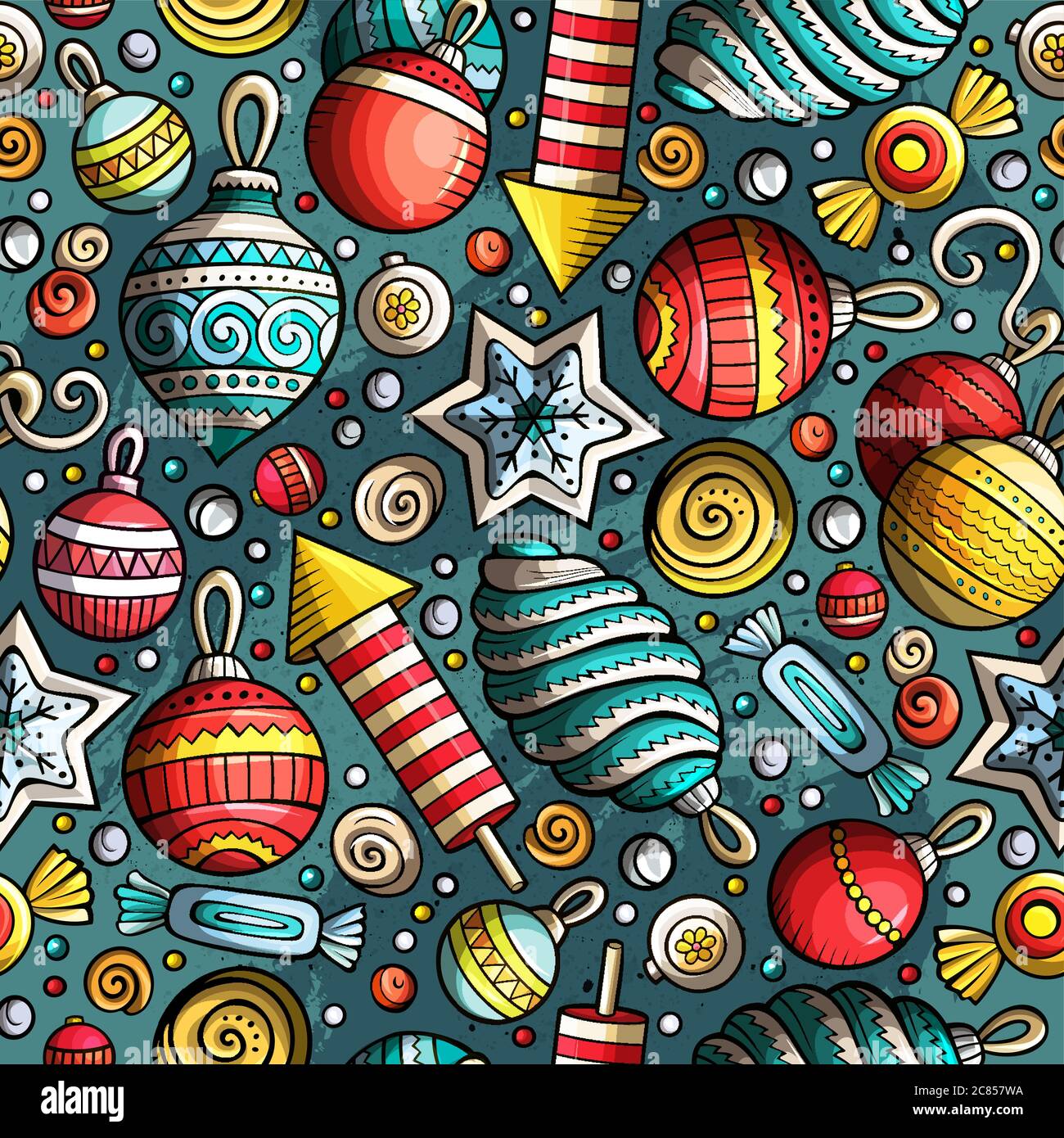 Cartoon cute disegno a mano XMASS modello senza giunture Illustrazione Vettoriale