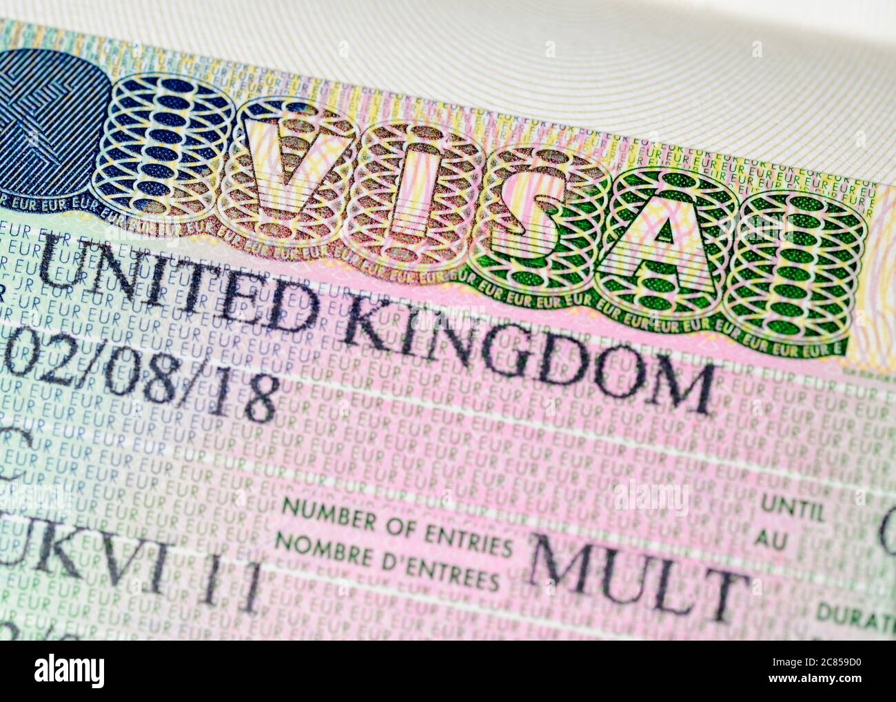 Visto UK Foto Stock
