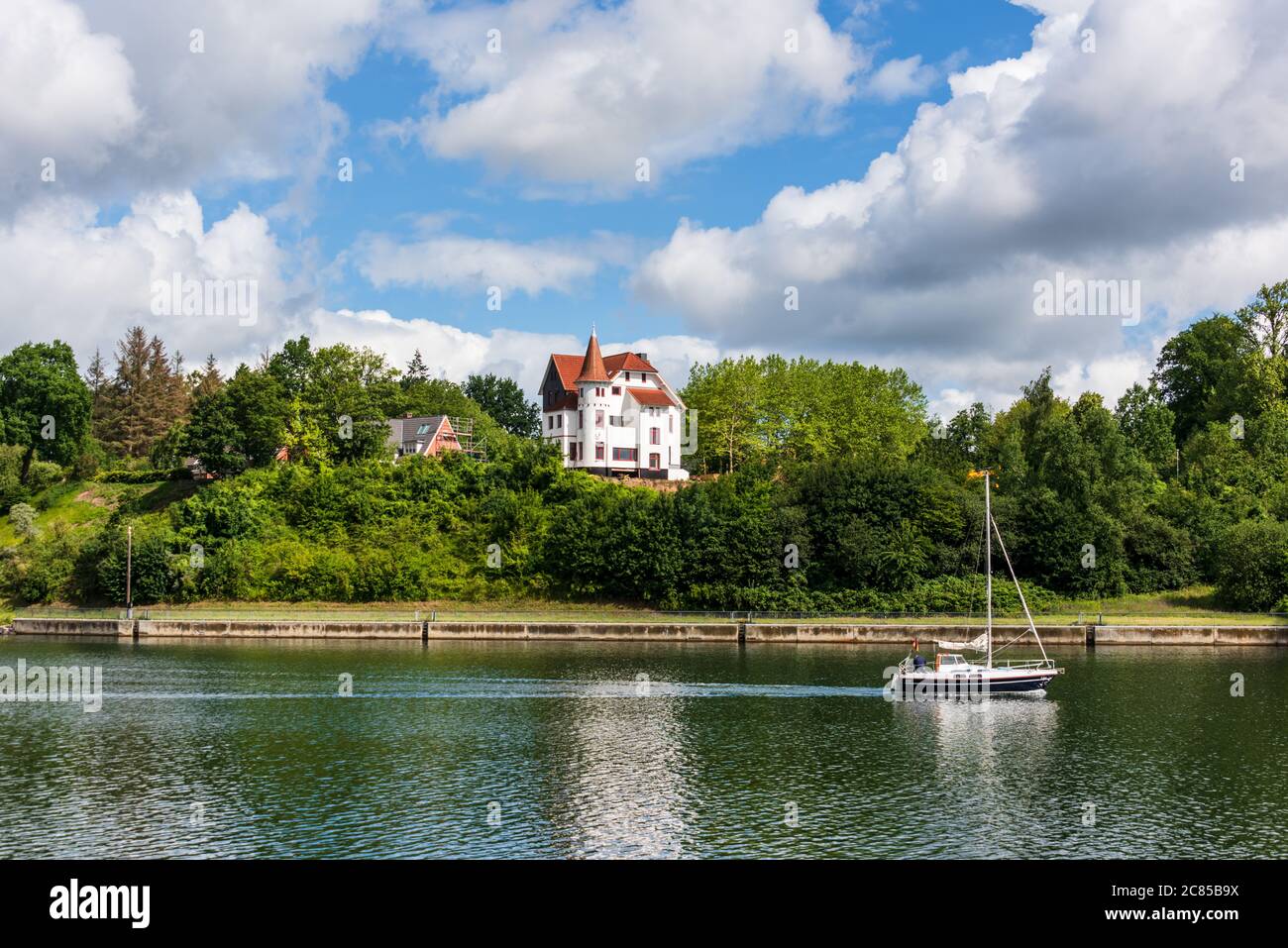 Der Nassau-Kurz vor erreichen der Schleuse Kiel-Holtenau Foto Stock