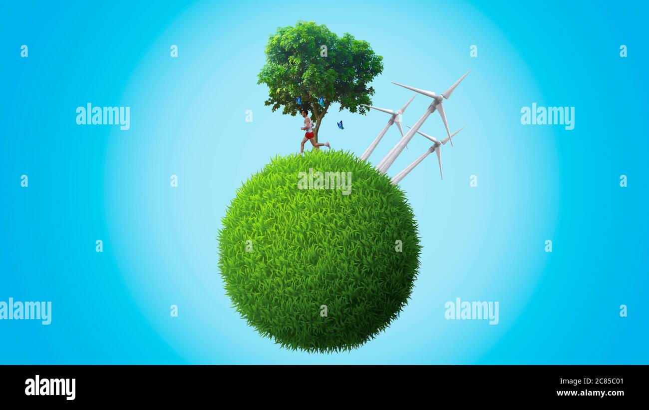 Rendere il pianeta verde di nuovo concetto, salvare la terra, sano concetto di vita, sostenibilità Foto Stock