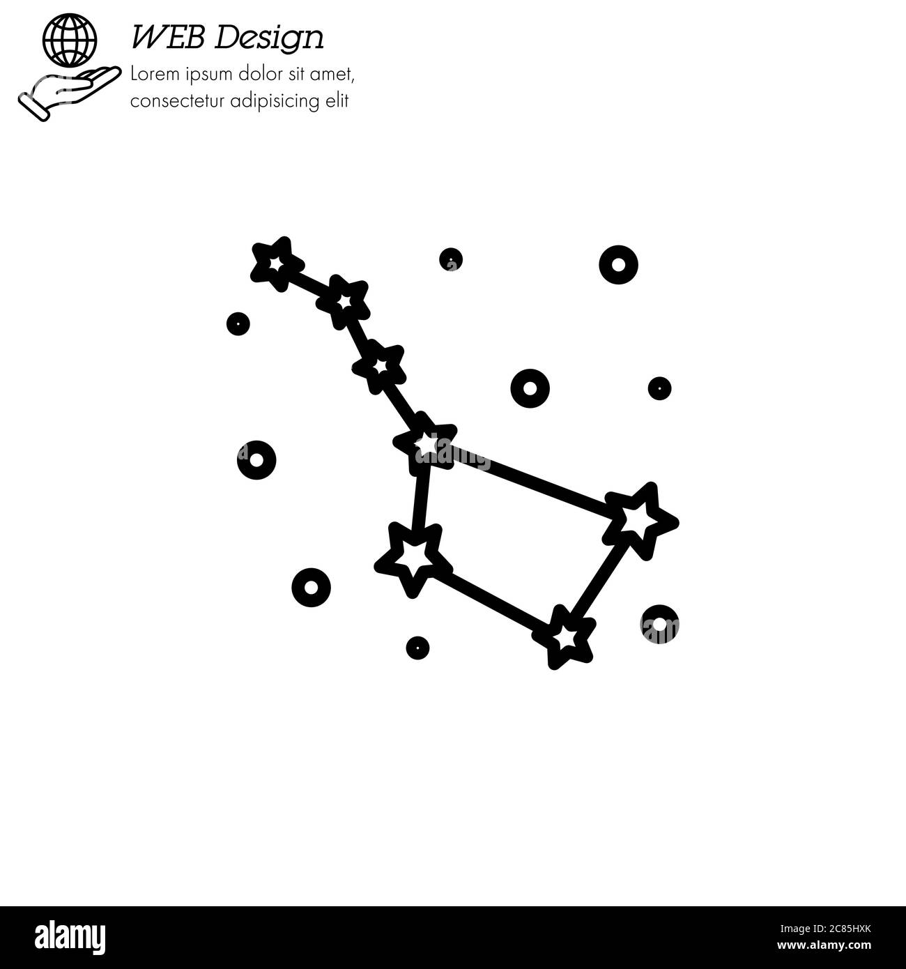 Costellazione Ursa maggiore (Grande Dipper, Grande Orso) icona linea sottile, lineare, vettore di contorno. Costellazione Ursa maggiore (Grande Dipper, Grande Orso) sigg semplice Illustrazione Vettoriale