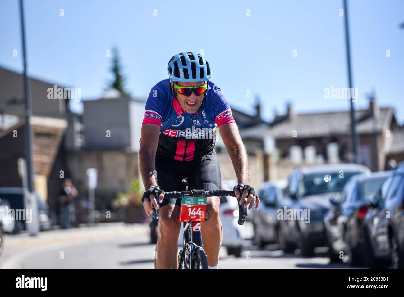 Les Anglres, Francia : 2020 19 luglio : ciclisti in Amatoriale gara la Cerdanya Cycle Tour 2020 a Les Angles, Francia. Foto Stock