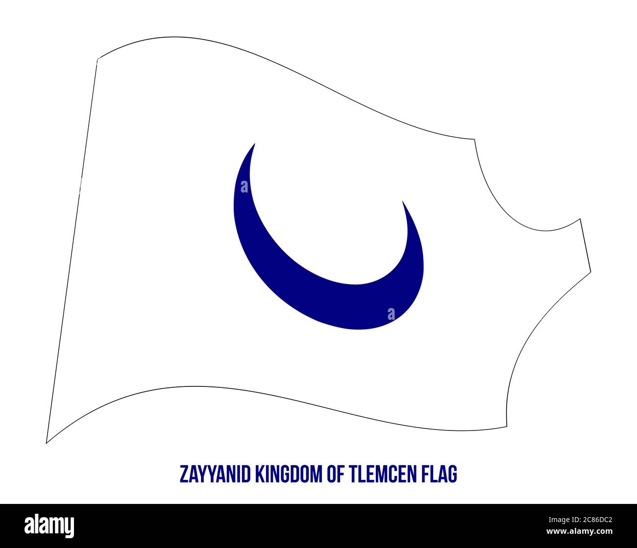 Zayyanid Regno di Tlemcen (1338-1488) bandiera sventola illustrazione vettoriale su sfondo bianco. Il Regno di Tlemcen o Zayyanid Regno di Tlemcen Illustrazione Vettoriale