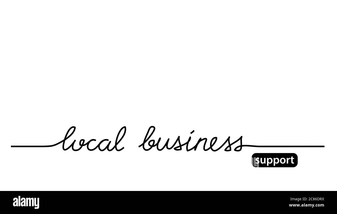 Supporto locale business semplice banner web in bianco e nero. Sfondo vettoriale con lettere locali Illustrazione Vettoriale