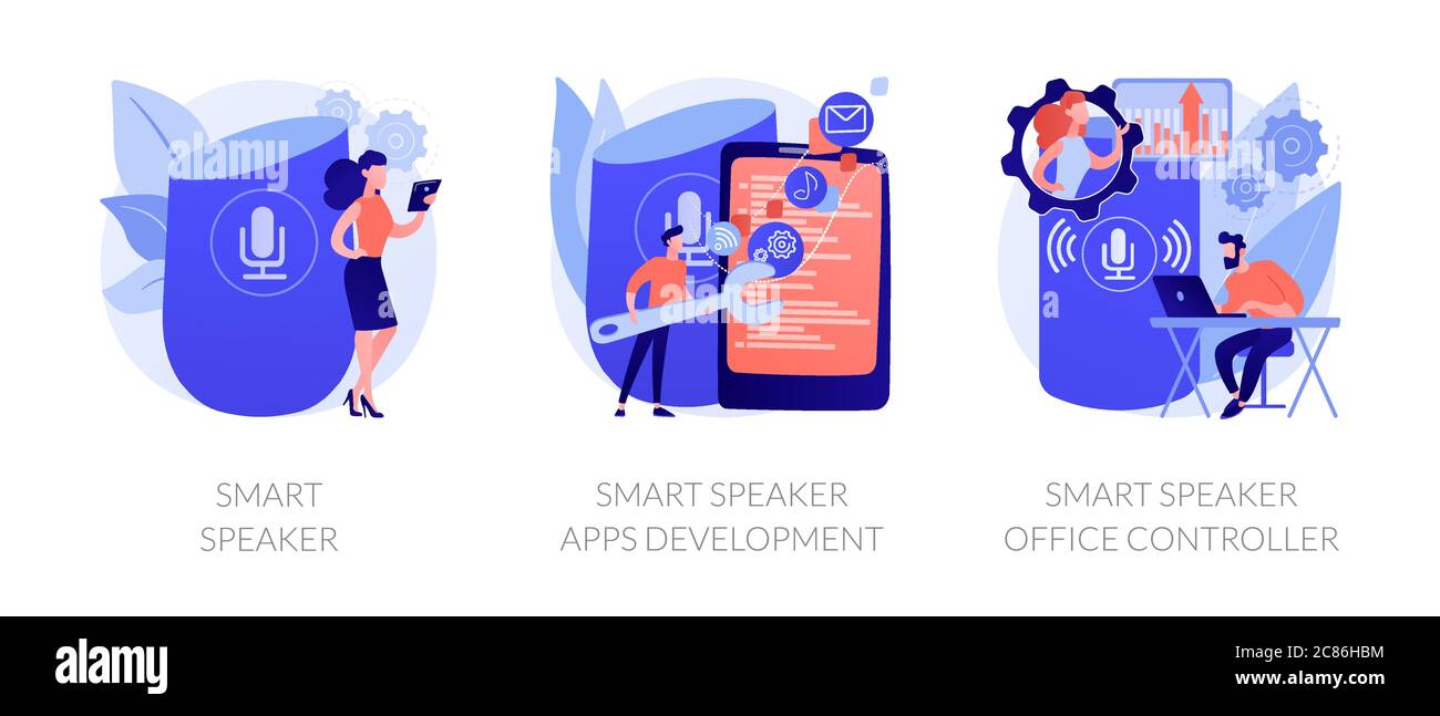 Metafore vettoriali intelligenti con tecnologia degli altoparlanti Illustrazione Vettoriale