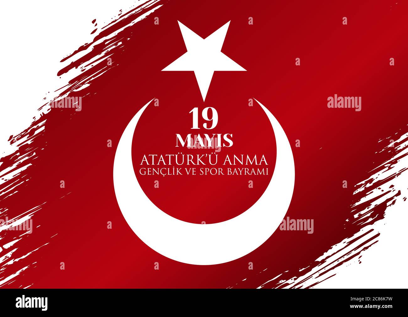 Felice 19 maggio Commemorazione della Atatürk, Giornata della Gioventù e dello Sport. Illustrazione vettoriale, cartolina, disegno di sfondo di banner. Illustrazione Vettoriale