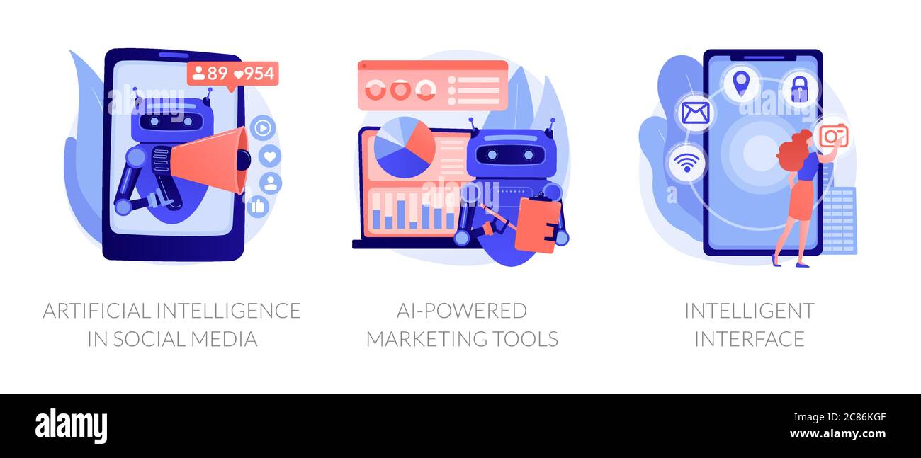 Intelligenza artificiale nelle metafore di concetto vettoriali di affari. Illustrazione Vettoriale
