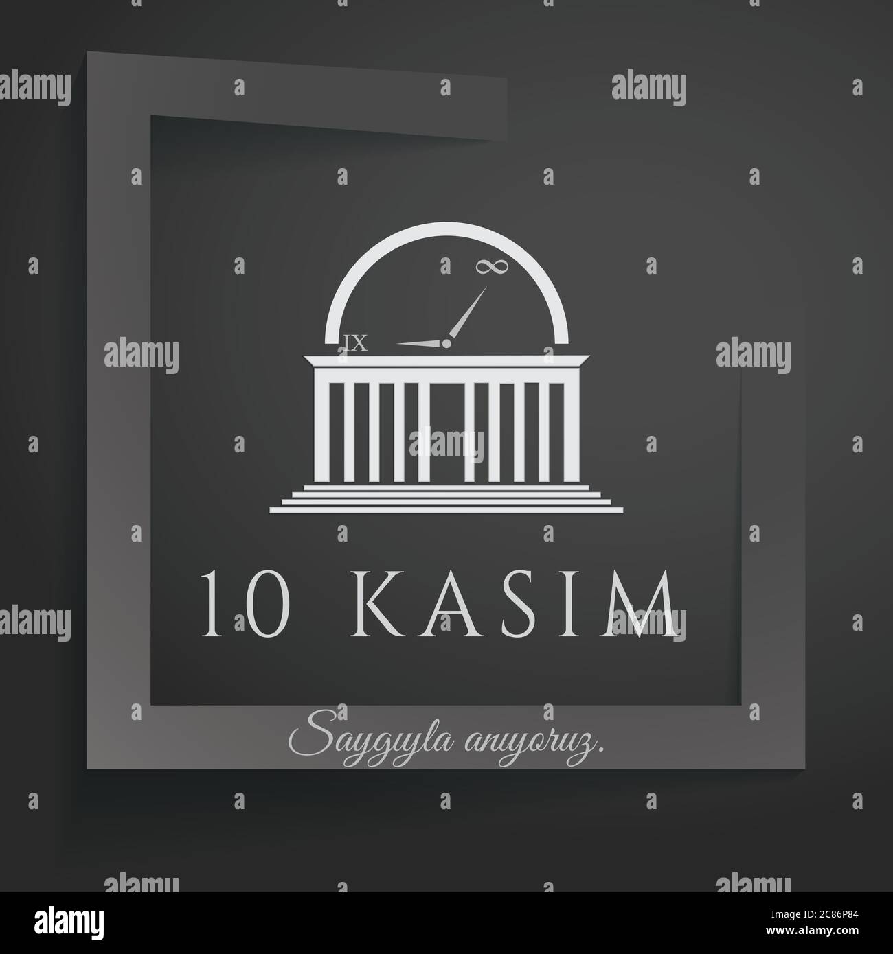 10 kasim - 10 novembre, anniversario della morte di Mustafa Kemal Ataturk. Illustrazione Vettoriale