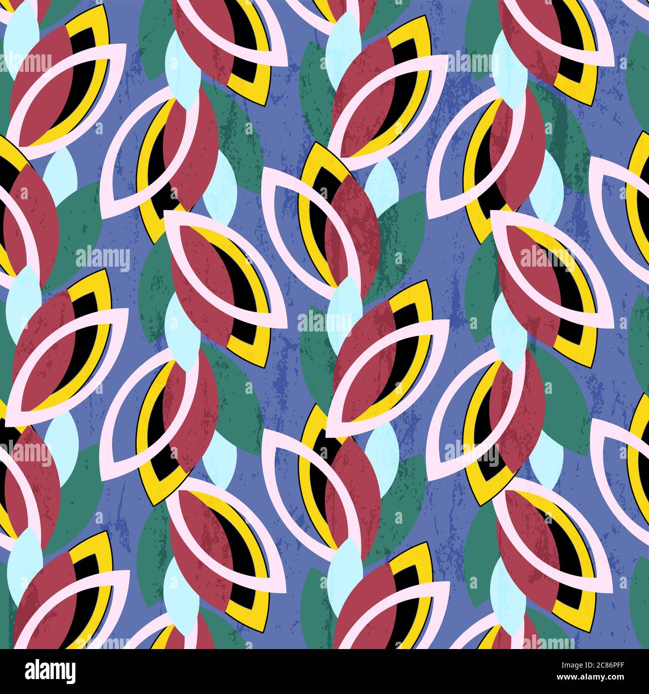 sfondo astratto con motivi senza giunture, con foglie o ellisse, tratti di vernice e schizzi Illustrazione Vettoriale