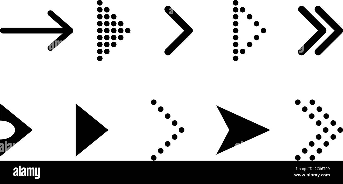 Icona vettore freccia. Freccia. Raccolta vettoriale frecce. Imposta icona frecce vettoriali nere . Illustrazione Vettoriale