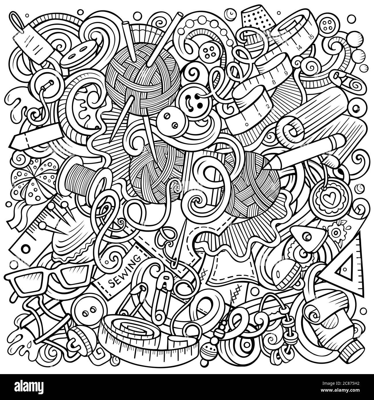 Illustrazione di doodles vettoriali disegnati a mano. Poster realizzato a mano Illustrazione Vettoriale
