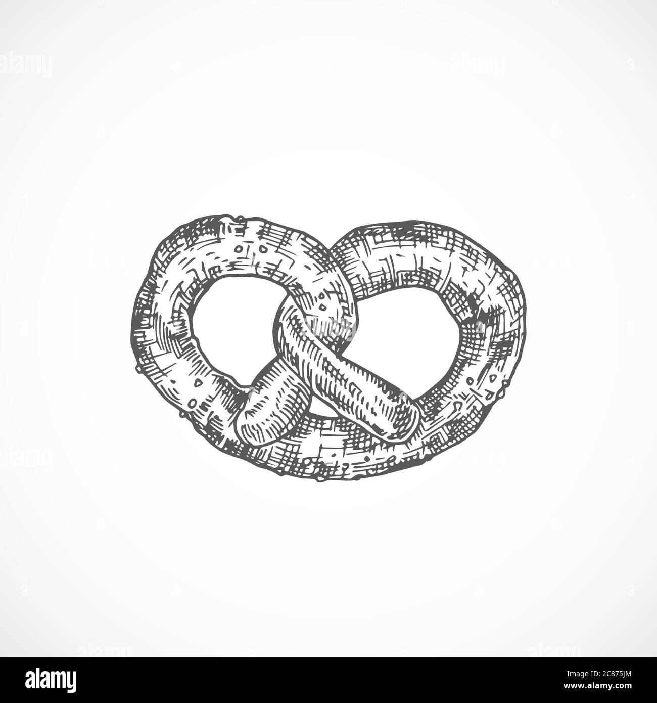 Pretzel o Brezel Bakery Abstract Sketch. Illustrazione vettoriale disegnata a mano. Illustrazione Vettoriale