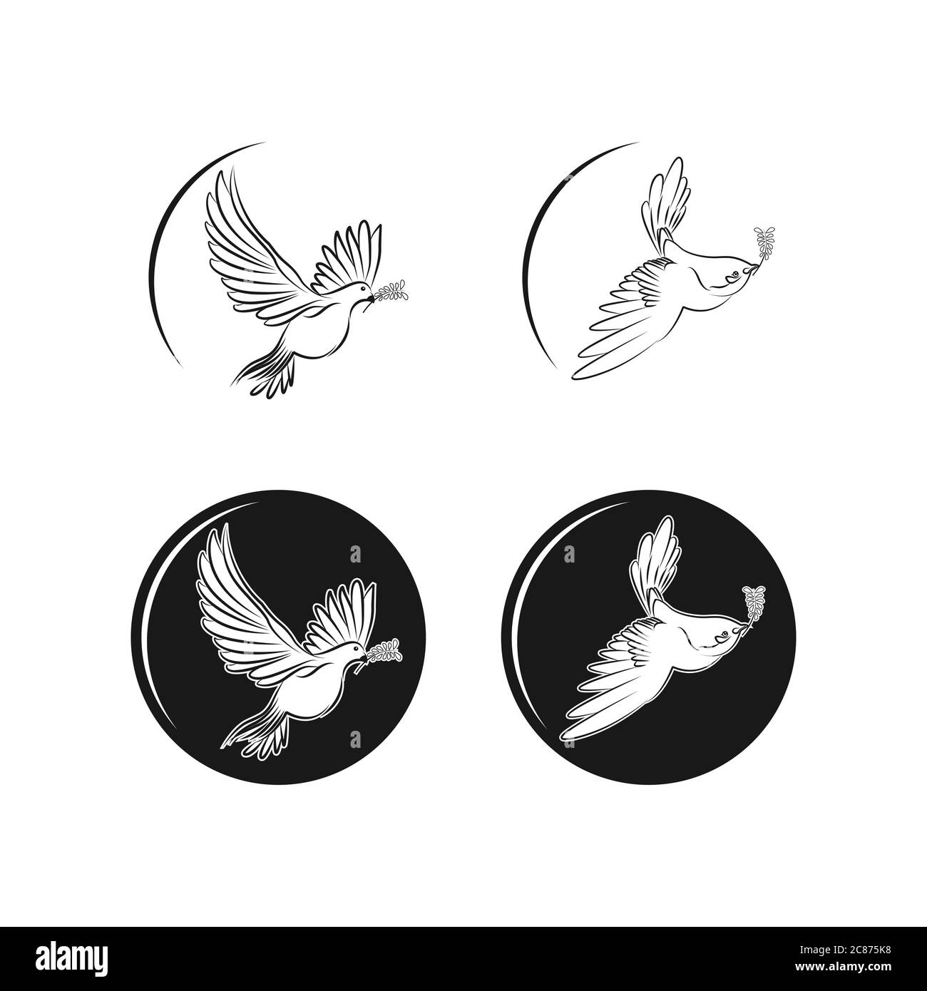 Astratto volante uccello logo disegno profilo style.Flying uccello foglia ramo santo logo vettore arte illustrazione.EPS 10 Illustrazione Vettoriale