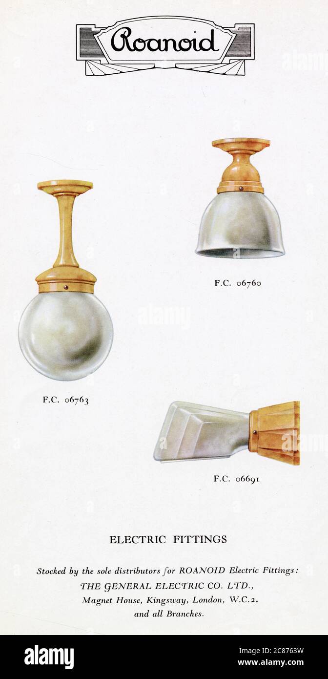 Lampade elettriche in bachelite Roanoide. Foto Stock