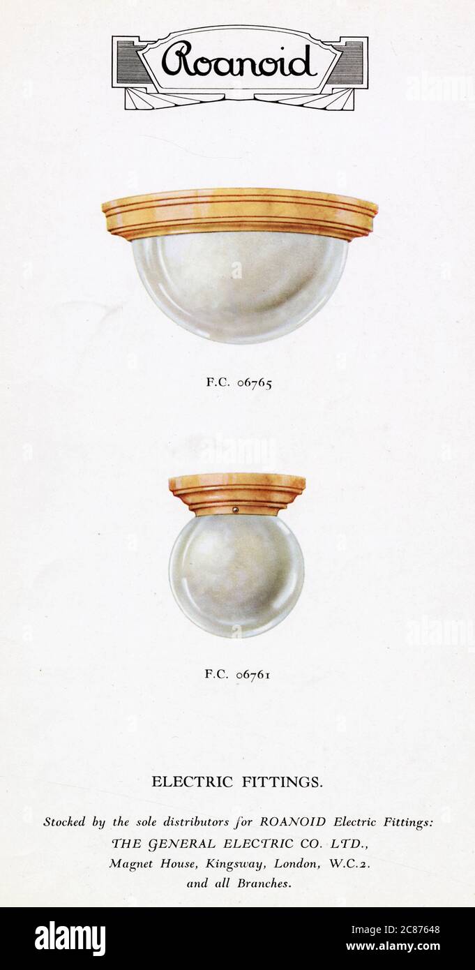 Lampade elettriche in bachelite Roanoide. Foto Stock