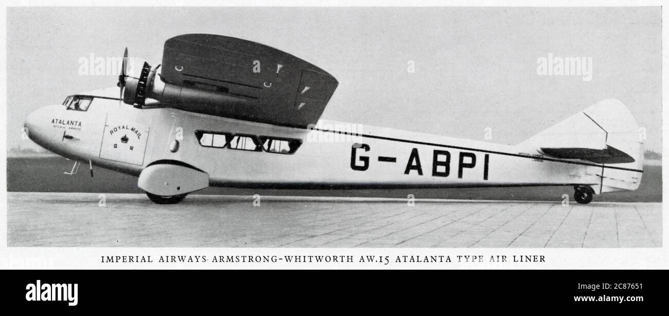 Imperial Airways Armstrong-Whitworth AW15 tipo Atalanta, G-ABPI, utilizzato dalla Royal mail. Foto Stock