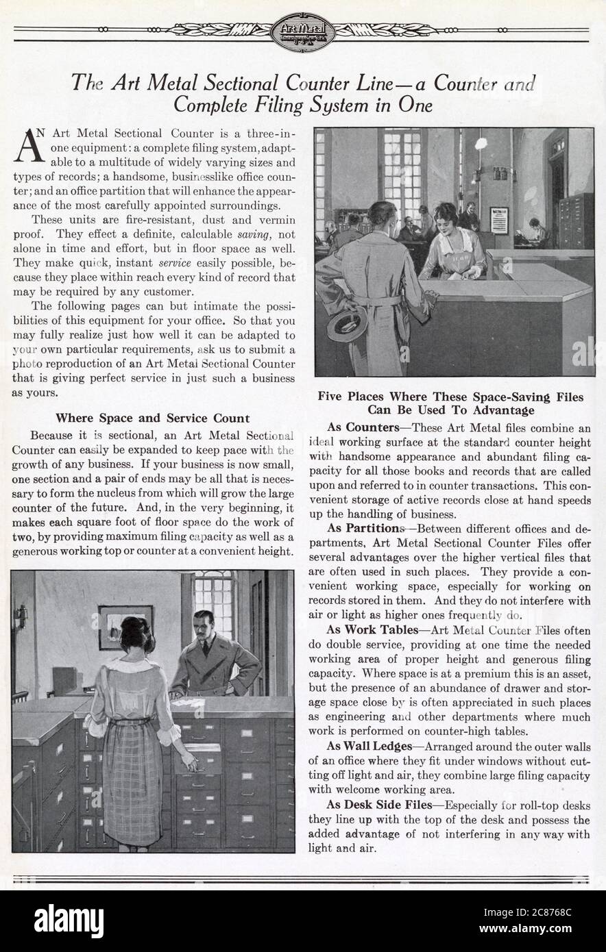 Art Metal Steel Office Equipment, Jamestown, New York, USA - The Art Metal Sectional Counter Line - un bancone e un sistema di archiviazione completo in un unico dispositivo. Foto Stock