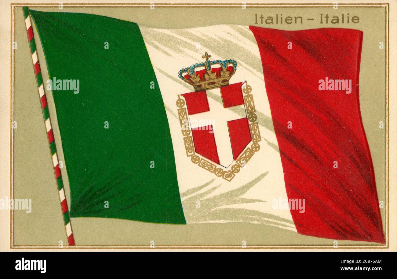 La bandiera nazionale d'Italia Foto Stock
