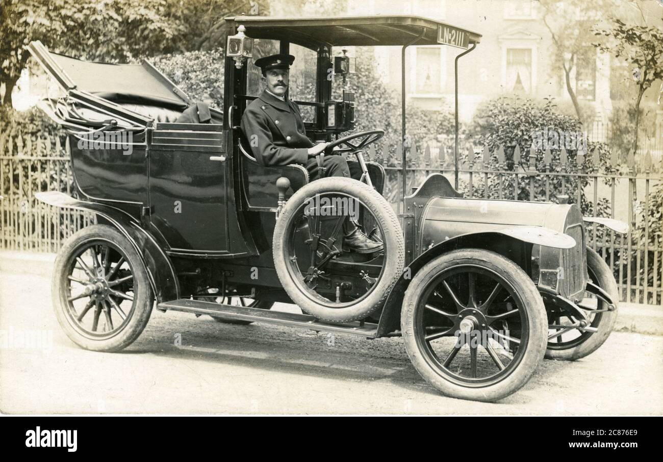 Auto d'epoca Gregoire taxi con metro, Gran Bretagna. Foto Stock