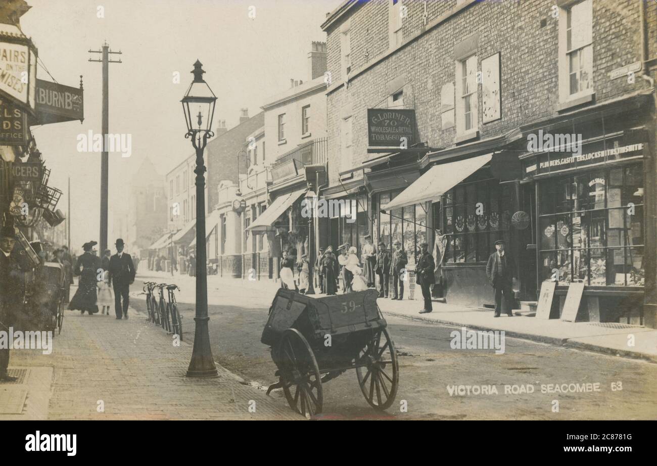 Victoria Road (ora Borough Road), Seacombe, Wallasey, Poulton, Penisola di Wirral, Lancashire, Inghilterra. Foto Stock
