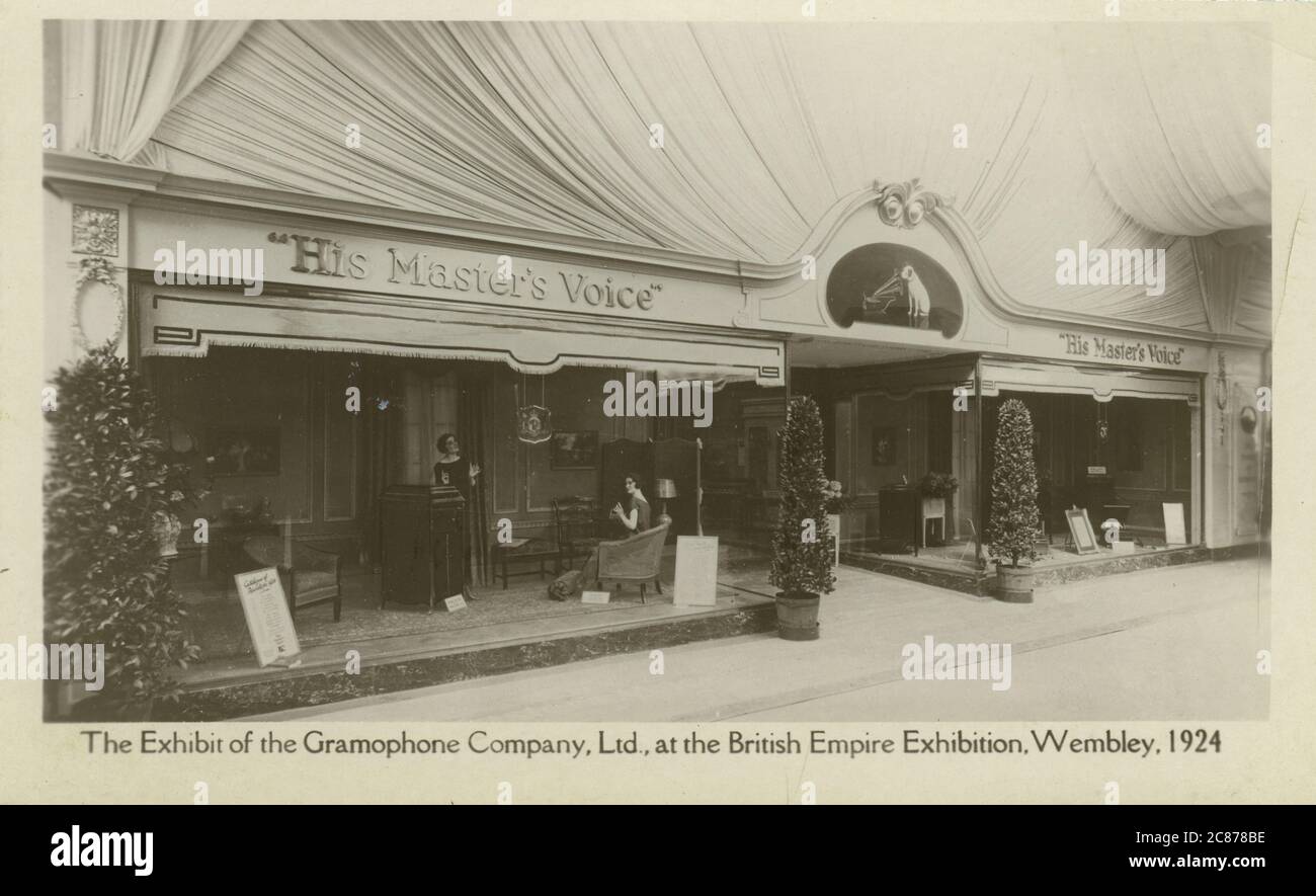 Il suo Master's Voice (HMV) Gramophone Company Stand Exhibition Foto Stock