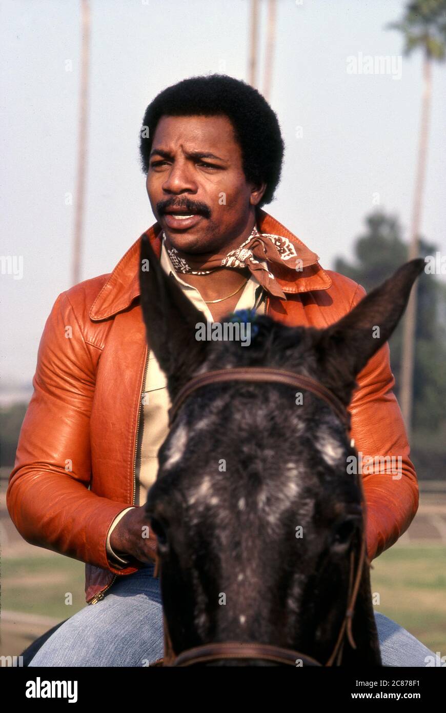 Carl Weaths a cavallo a Santa Anita, California Foto Stock