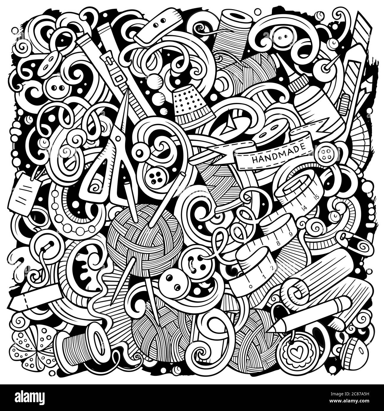 Illustrazione di doodles vettoriali disegnati a mano. Poster realizzato a mano. Illustrazione Vettoriale