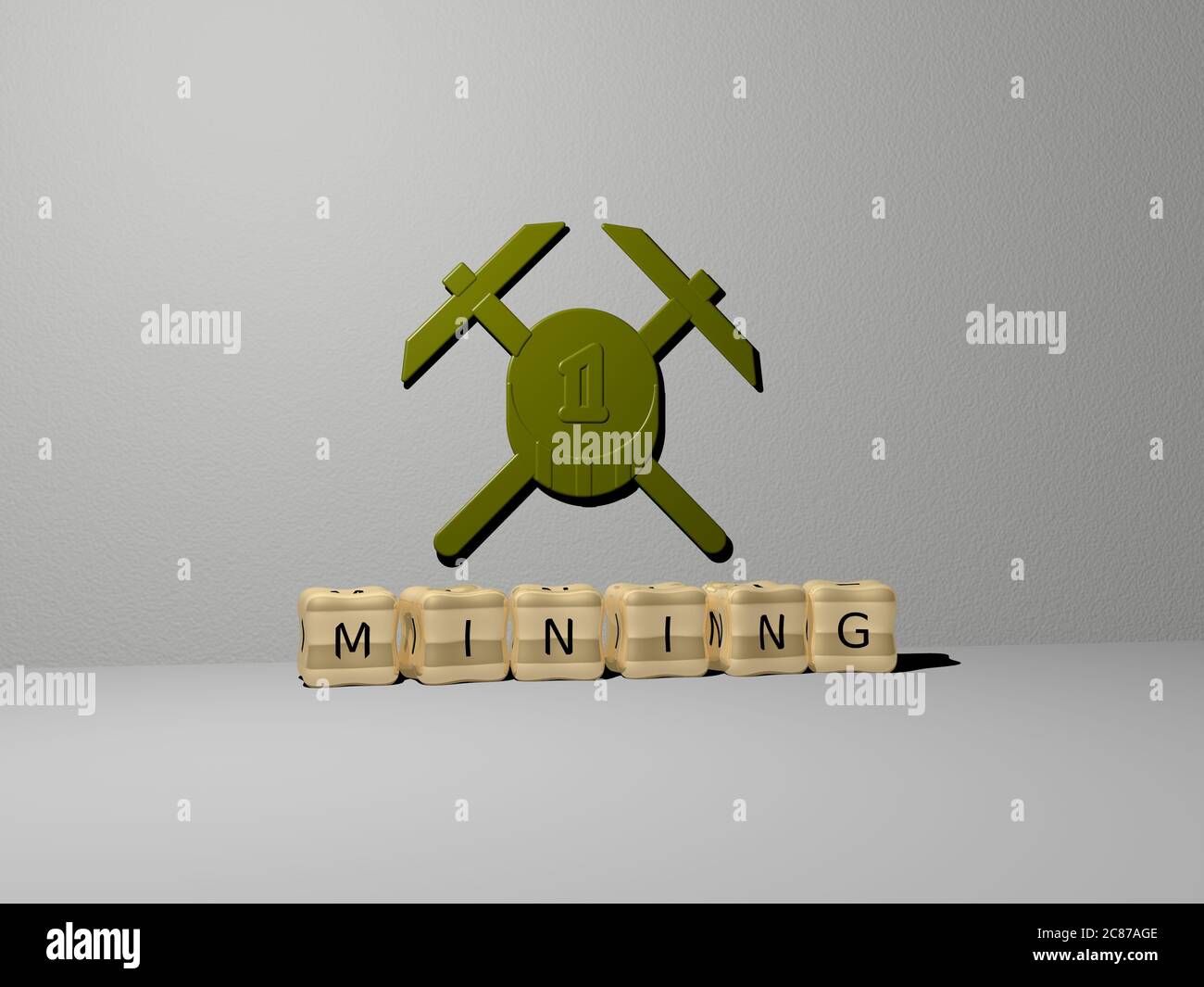 Illustrazione 3D di grafica E testo DI ESTRAZIONE realizzati con lettere metalliche per i significati correlati del concetto e delle presentazioni. Sfondo e bitcoin Foto Stock