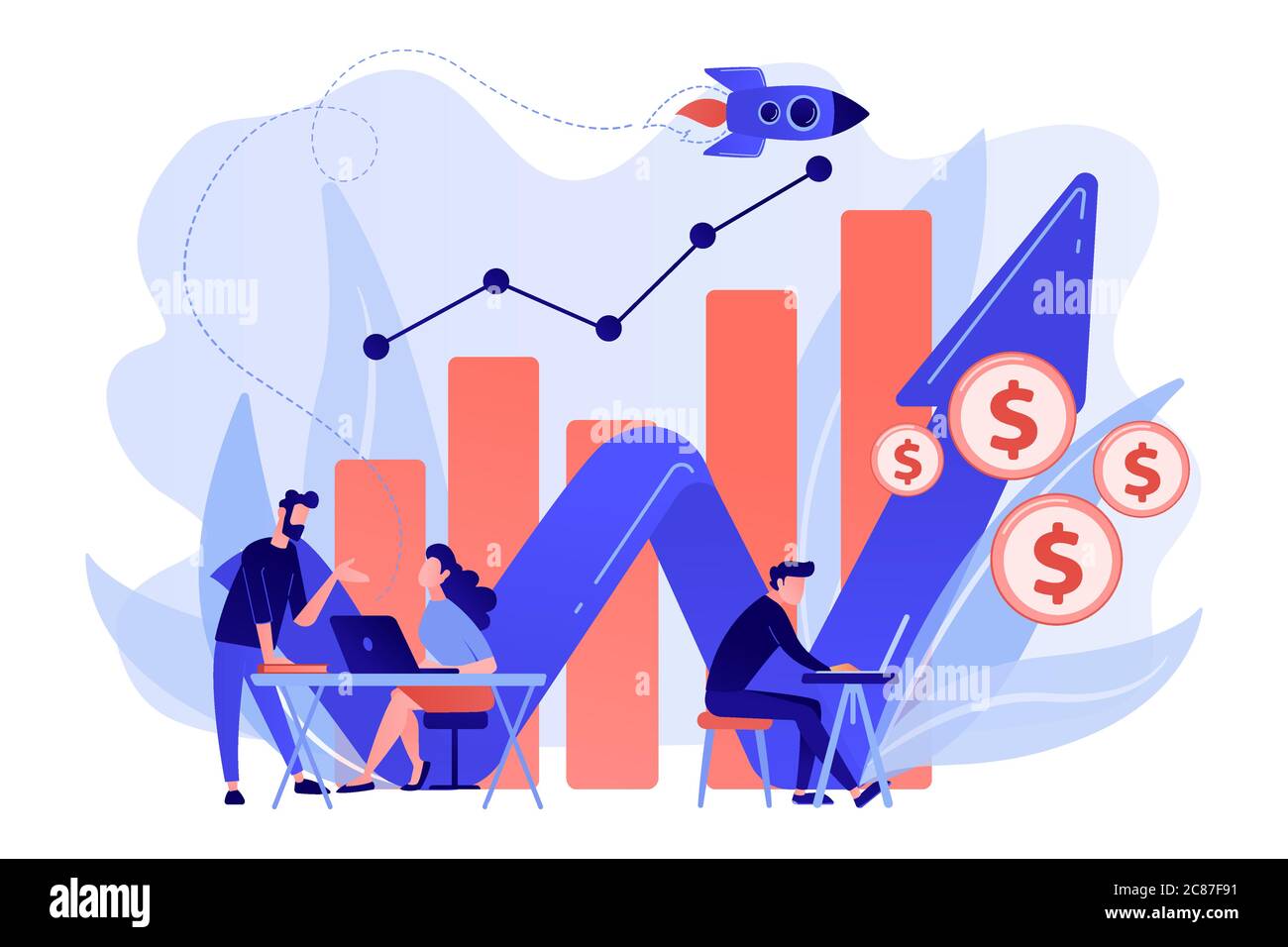 Illustrazione del vettore di concetto di crescita delle vendite. Illustrazione Vettoriale
