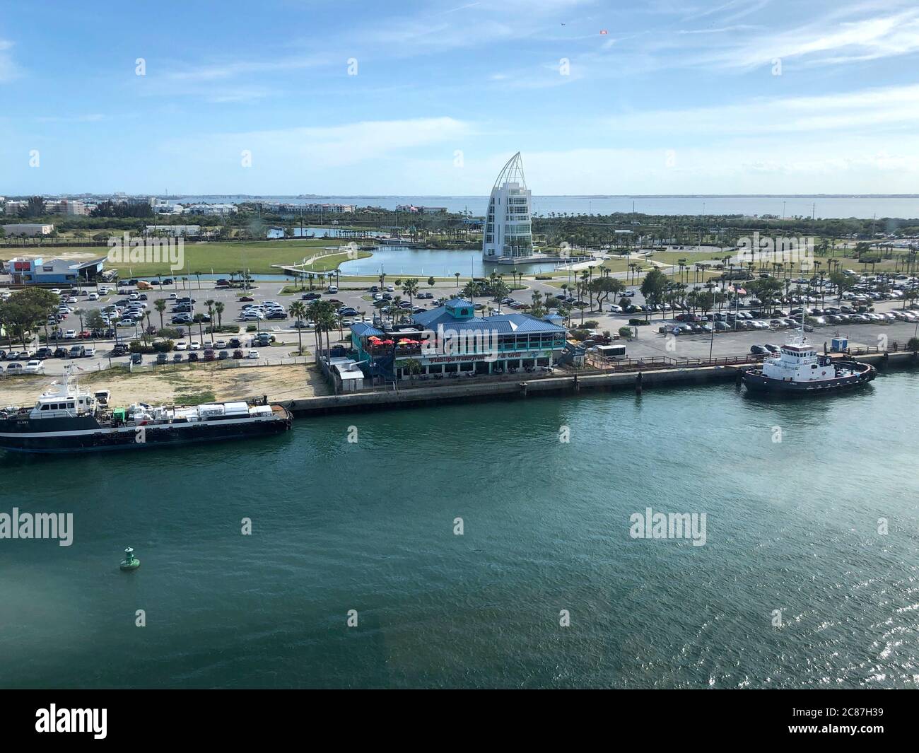 Vista da una nave da crociera di Port Canaveral Florida Foto Stock