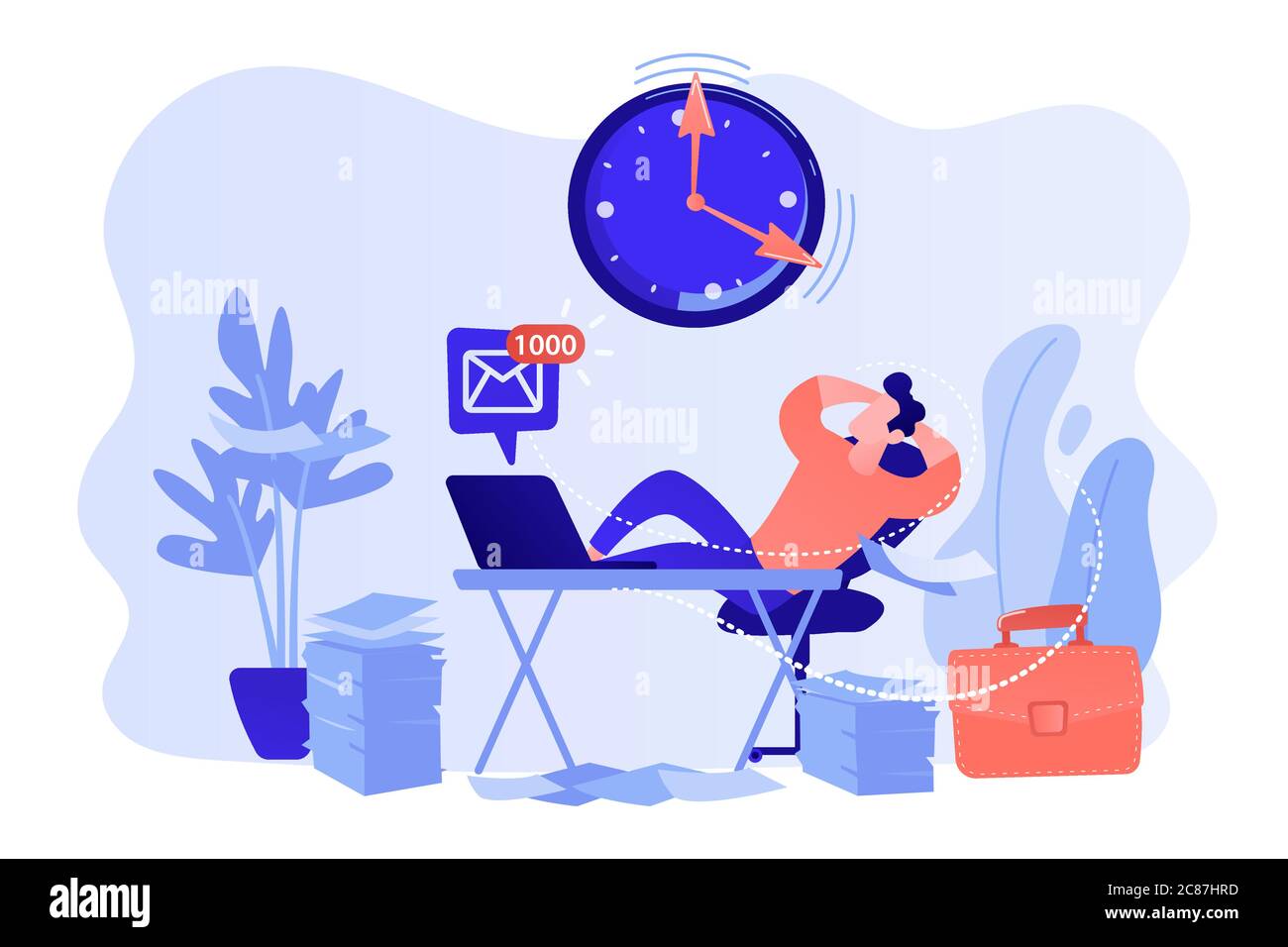 Illustrazione vettoriale del concetto di procrastinazione. Illustrazione Vettoriale