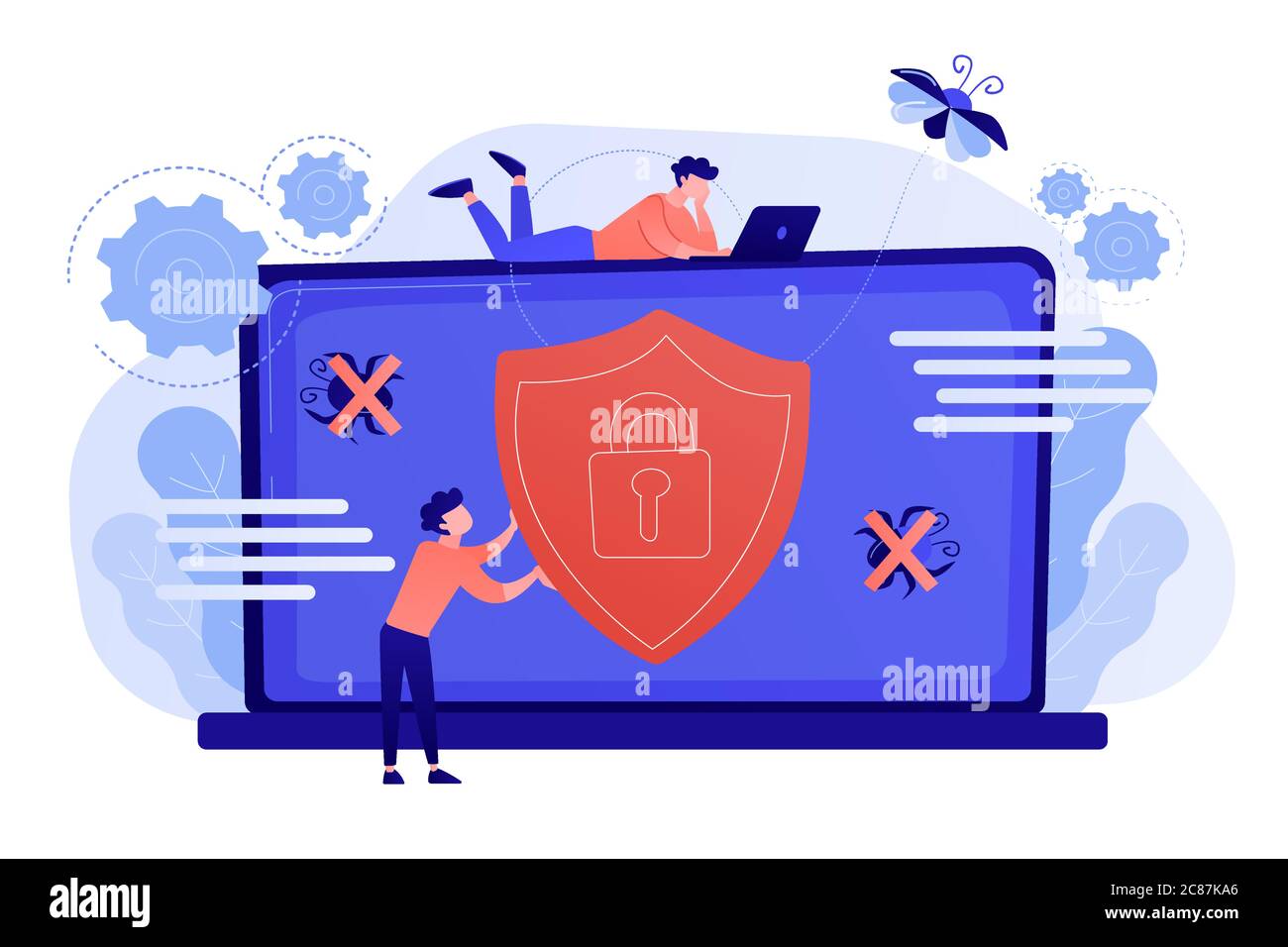 Illustrazione vettoriale del concetto di software antivirus. Illustrazione Vettoriale