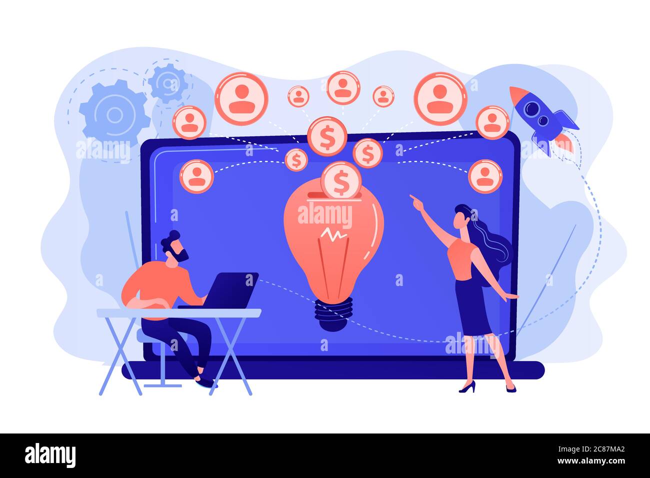 Illustrazione vettoriale del concetto di crowdfunding. Illustrazione Vettoriale