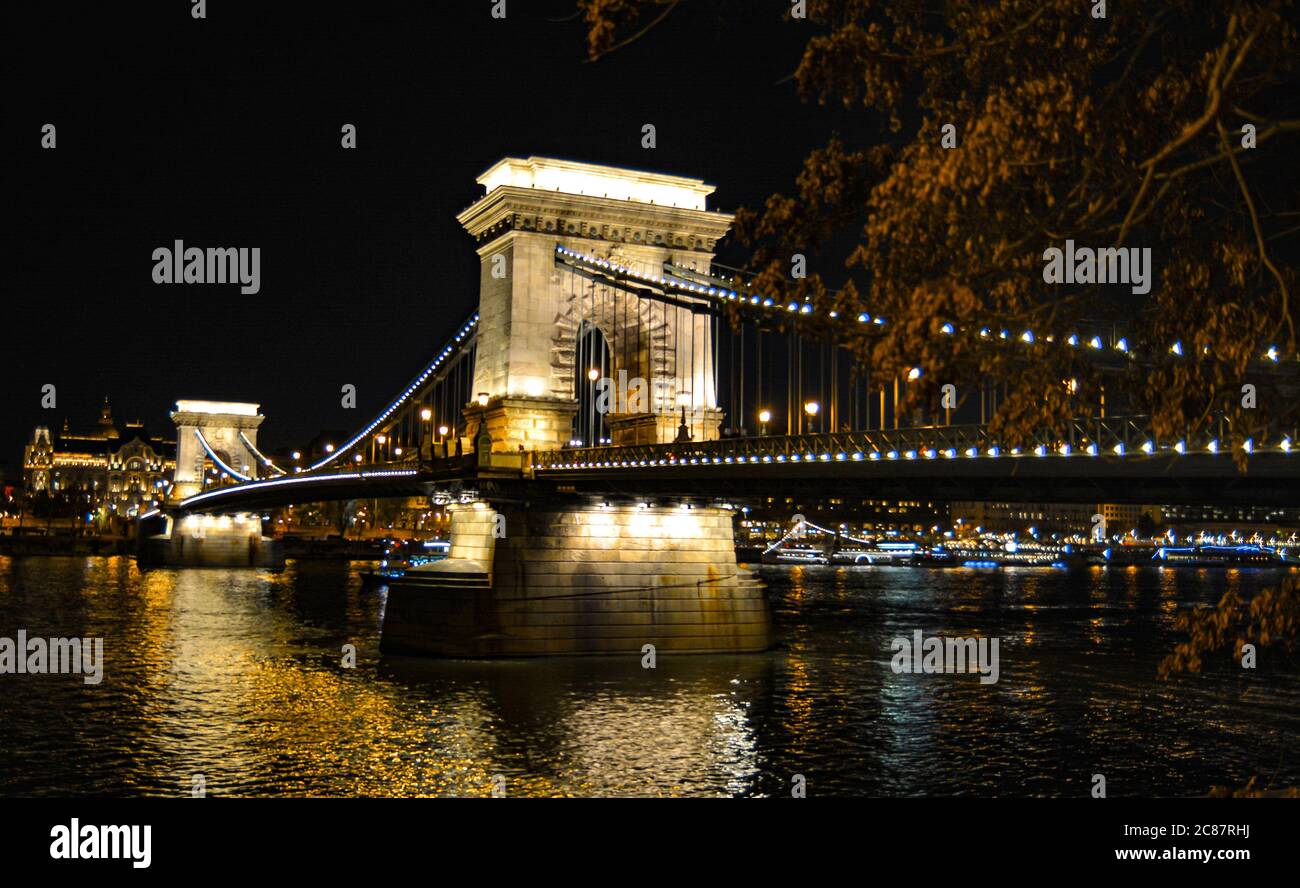 Széchenyi Chain Bridge Foto Stock