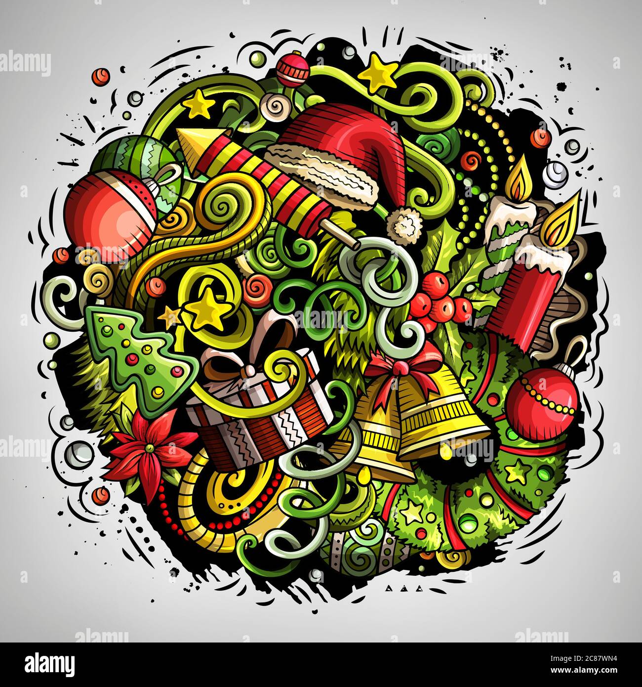 Cartoon vettore doodles illustrazione di Capodanno Illustrazione Vettoriale