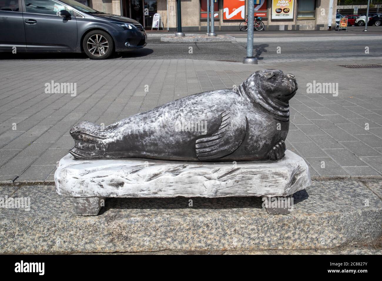 Il bollard di traffico a Savonlinna, Finlandia Foto Stock