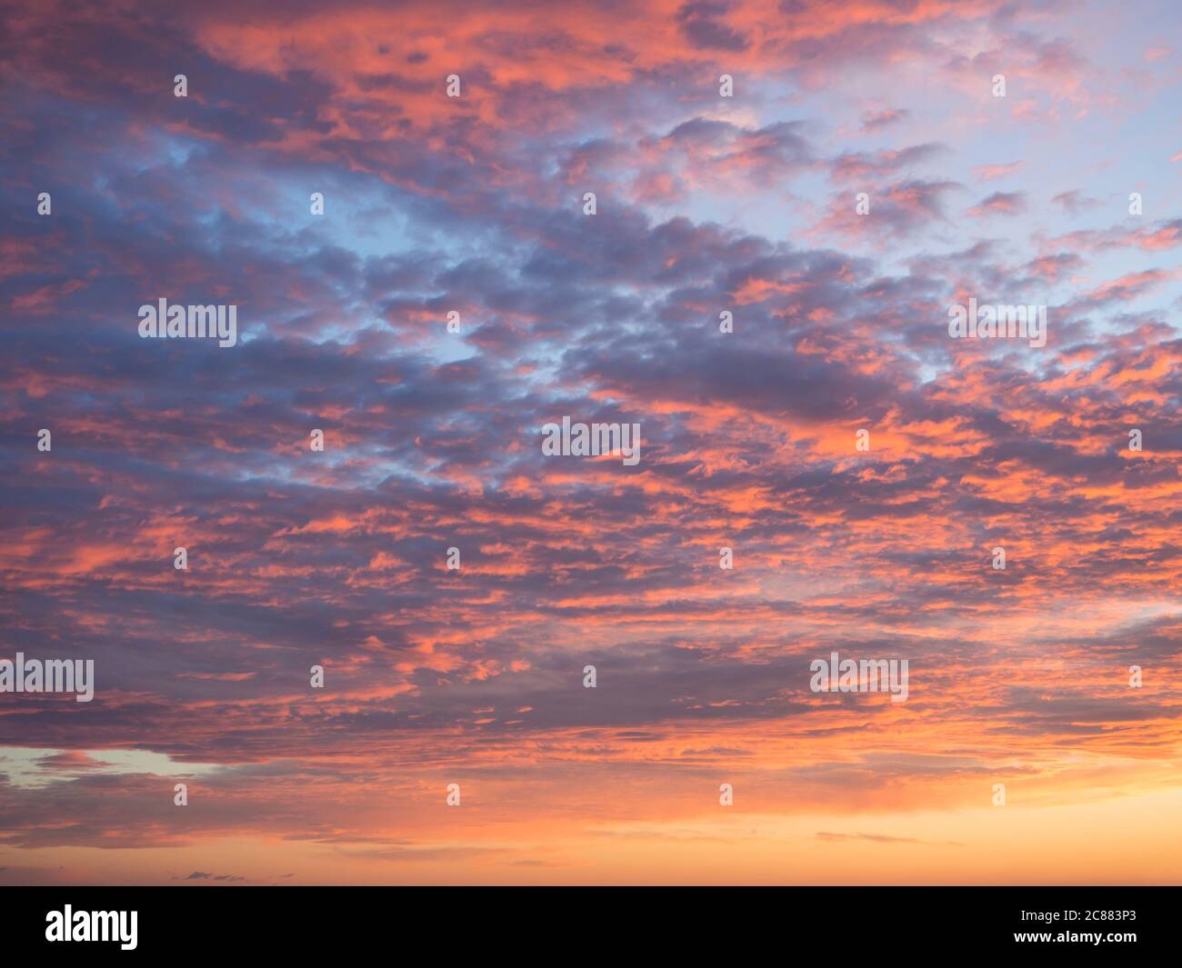 Texture, sfondo, pattern. Nuvole tropicali colorate al tramonto o all'alba,  colori pastello rosso, rosa, blu, arancione e giallo. Cielo romantico al  tramonto con Foto stock - Alamy